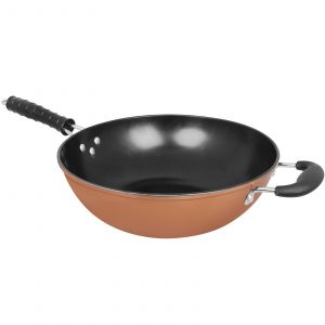 Copper Carbon Steel Induction Wok Chinese Stir Fry Non Stick Frying Pan 30cm 12"