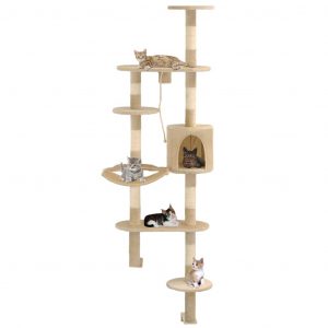 Cat Tree with Sisal Scratching Posts Wall Mounted 194 cm
