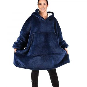 Oversized Ultra Plush Hoodie Blanket -blue