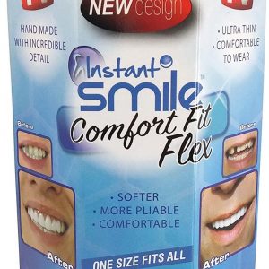 Instant Smile Comfort Fit Flex Cosmetic Teeth, Bright White Shade, Comfortable Upper Veneer, 1 Size Fits Most