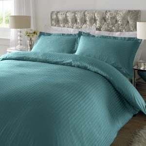 300 TC - 100% Cotton Sateen Stripe Duvet Cover Set Teal