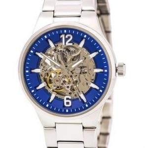 Caravelle Men's Automatic Blue & Silver Skeleton Dial Stainless Steel Bracelet Watch 43A135