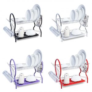 2 Tier Contempo Dish Drainer Rack with Drip Tray