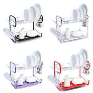 2 Tier Urban Dish Drainer Rack with Drip Trap