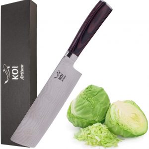 KOI ARTISAN Kitchen Knife Fruit and Vegetable Chopper Chef Knife 7 Inch - Traditional Japanese Chefs Knife- High Carbon Stainless Steel - Professional Chef Knifes