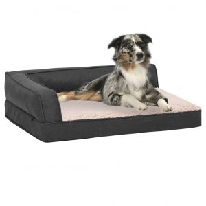Ergonomic Dog Bed Mattress Linen Look Fleece