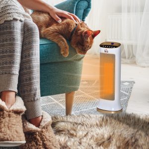 Indoor 45 Oscillating Table Top Space Heater ,Remote Timer LED Panel Radiator