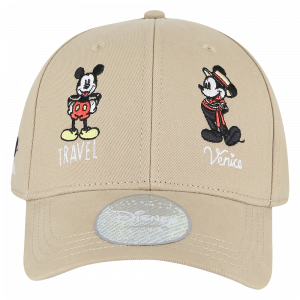 Beige Mickey Canvas Baseball Cap