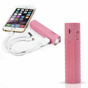 FX PowerBank 2600mah w/LED Torch and 3 in 1 Cable - Pink
