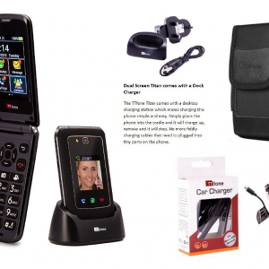 Titan TT950 Senior Big Button Mobile Phone Car Charger Nylon Case & Vodafone Sim