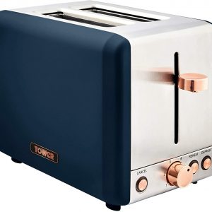 Tower Cavaletto 850W 2 Slice Stainless Steel Toaster - Blue & Rose Gold